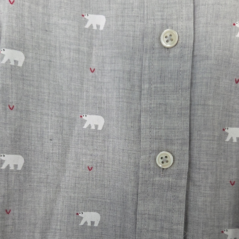 Talbots Gray Shirt with White and Red Accents - Picture 2 of 7